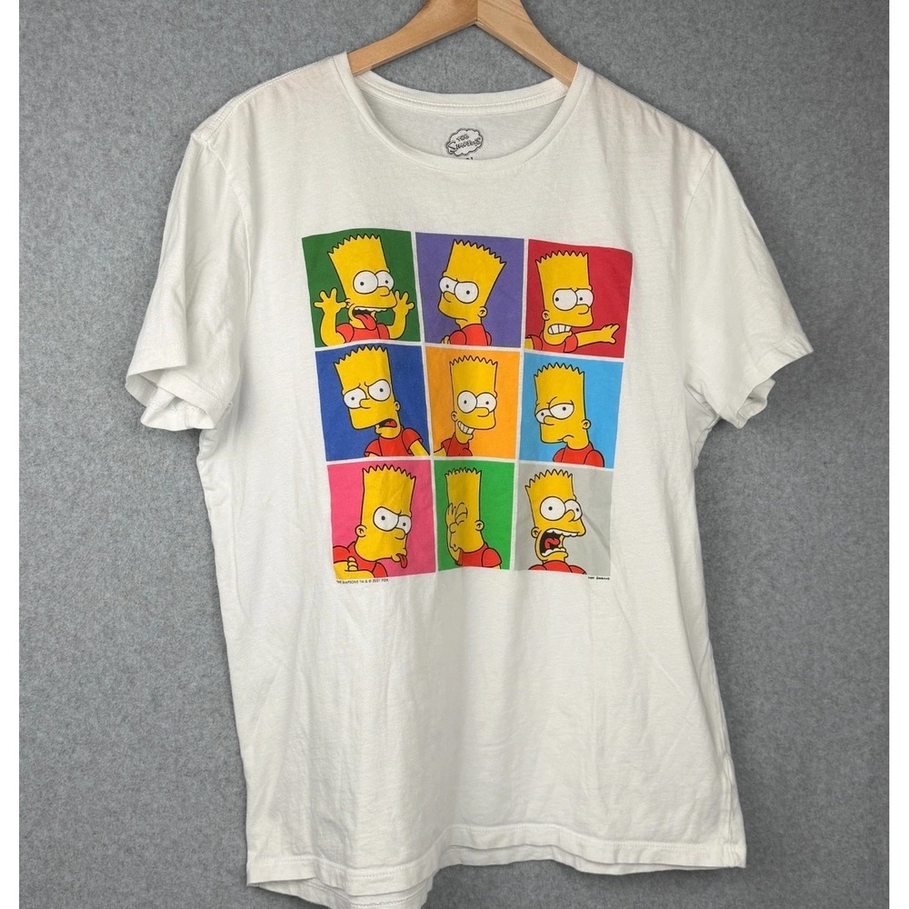 The Simpsons Bart Simpson Graphic T Shirt White Size Large L 2021